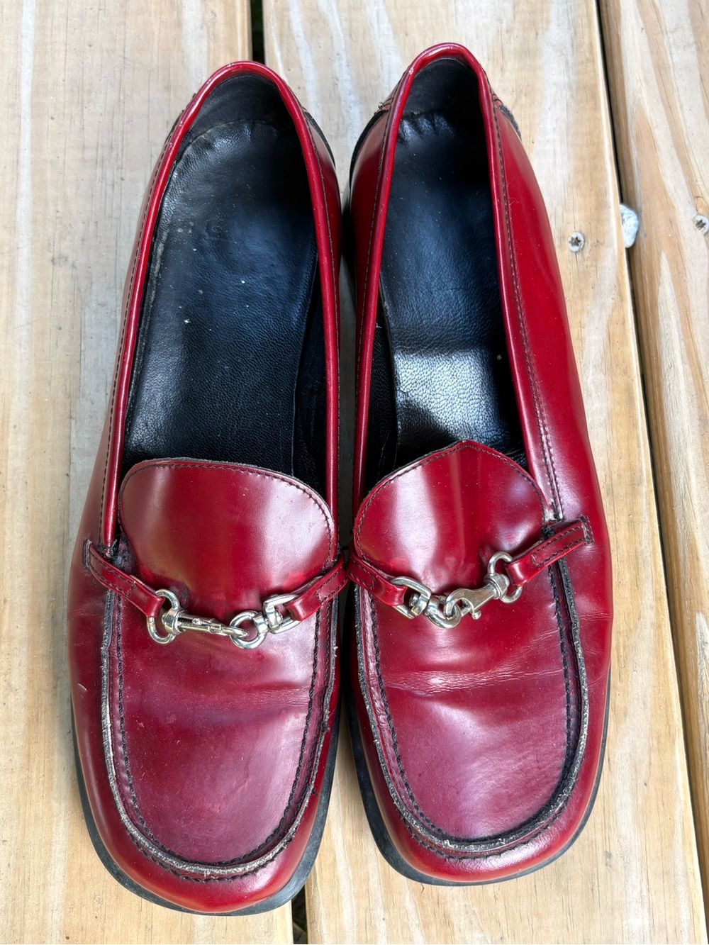 Vintage y2K Coach Women's Cherry Red Leather Bit Loafers